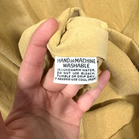 Vintage Lilli Ann Sleeveless Shift Dress Tan V-Neck Ultra Suede Neutral Chic - Picture 8 of 9